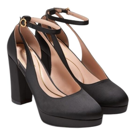 Cole Haan size 9 Elegant Black Women's Platform block strap pump heels. Wimsical - Picture 1 of 9